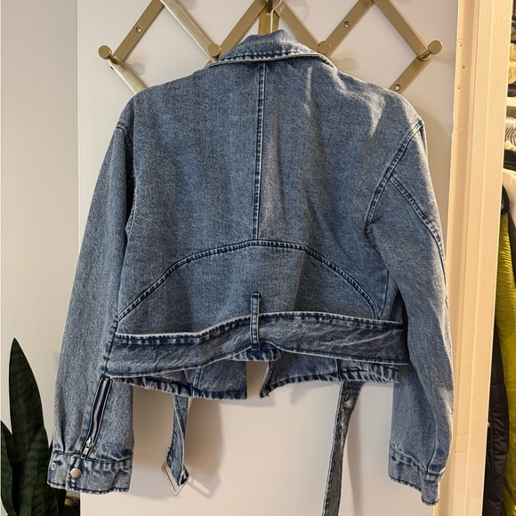 Women’s Denim Jean Moto Biker Jacket With Silver Hardware Details | NWT - Picture 10 of 13